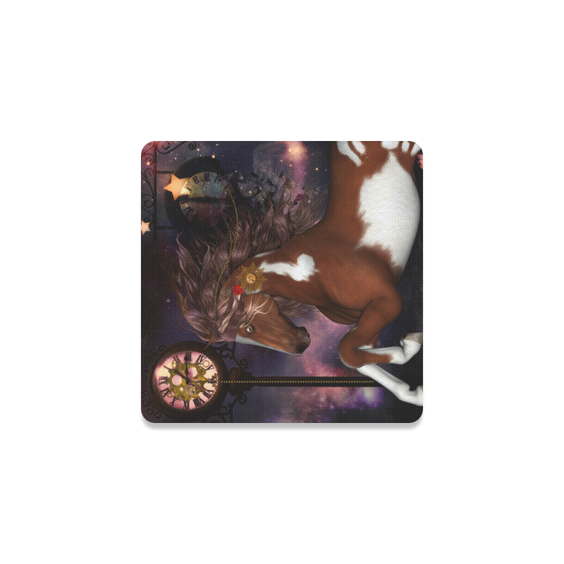 Awesome steampunk horse with clocks gears Square Coaster