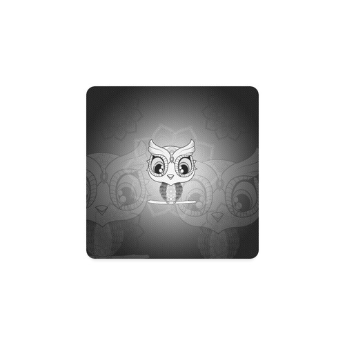 Cute owl, mandala design black and white Square Coaster