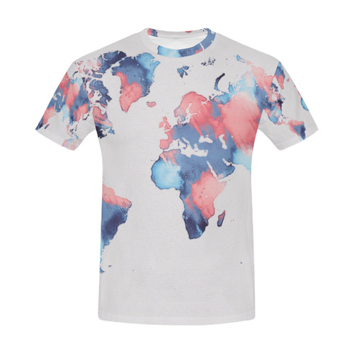 world map All Over Print T-Shirt for Men (USA Size) (Model T40)
