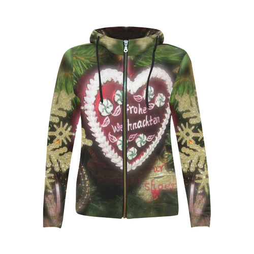 Xmas heart by Martina Webster Jacket All Over Print Full Zip Hoodie for Women (Model H14)
