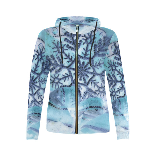 Icy snowflake by Martina Webster Jacket All Over Print Full Zip Hoodie for Women (Model H14)