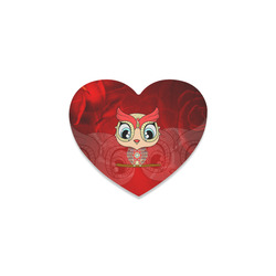 Cute owl, mandala design colorful Heart Coaster