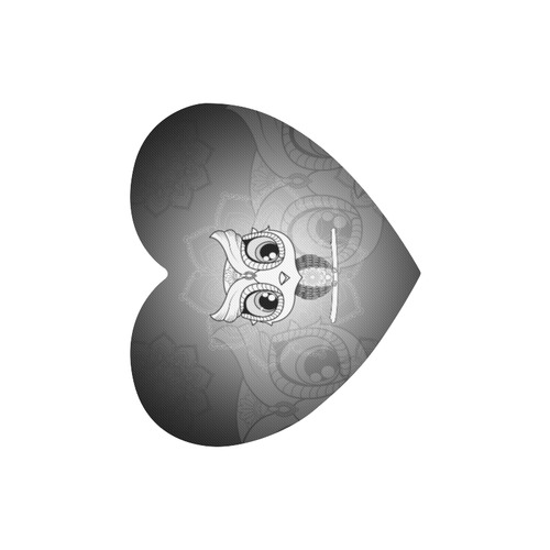 Cute owl, mandala design black and white Heart-shaped Mousepad