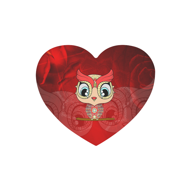 Cute owl, mandala design colorful Heart-shaped Mousepad