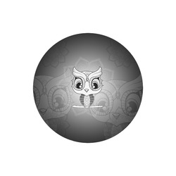 Cute owl, mandala design black and white Round Mousepad