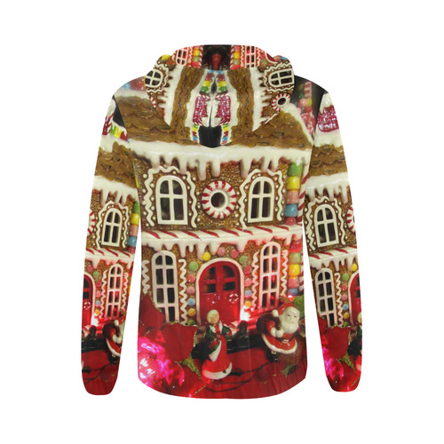 Gingerbread Xmas House jacket All Over Print Full Zip Hoodie for Women (Model H14)