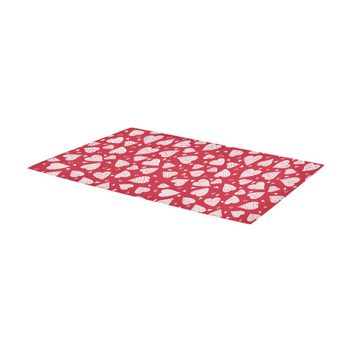 Cute Red White Valentine Hearts Area Rug 7'x3'3''