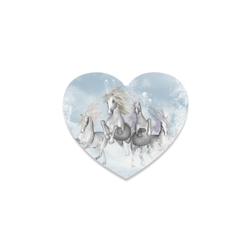 Awesome white wild horses Heart Coaster