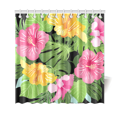 Aloha Tropical Floral Hawaiian Flowers Shower Curtain 69"x70"