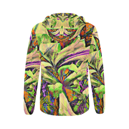 Abstract iris Yellow Jacket All Over Print Full Zip Hoodie for Women (Model H14)