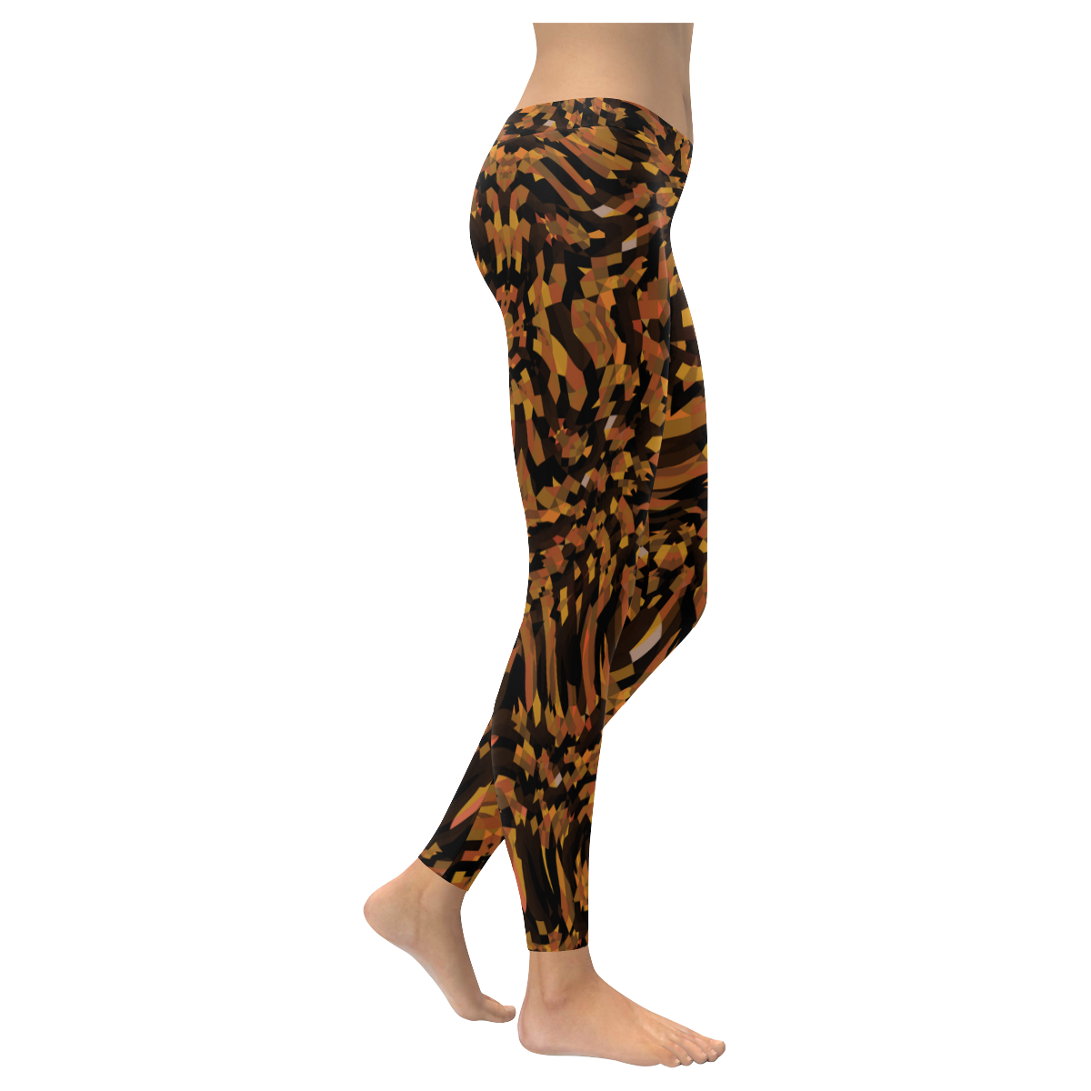Bronze and Brown Abstract Women's Low Rise Leggings (Invisible Stitch) (Model L05)