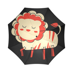 Cute Lion For Kids Animal Art Red Mane Foldable Umbrella (Model U01)