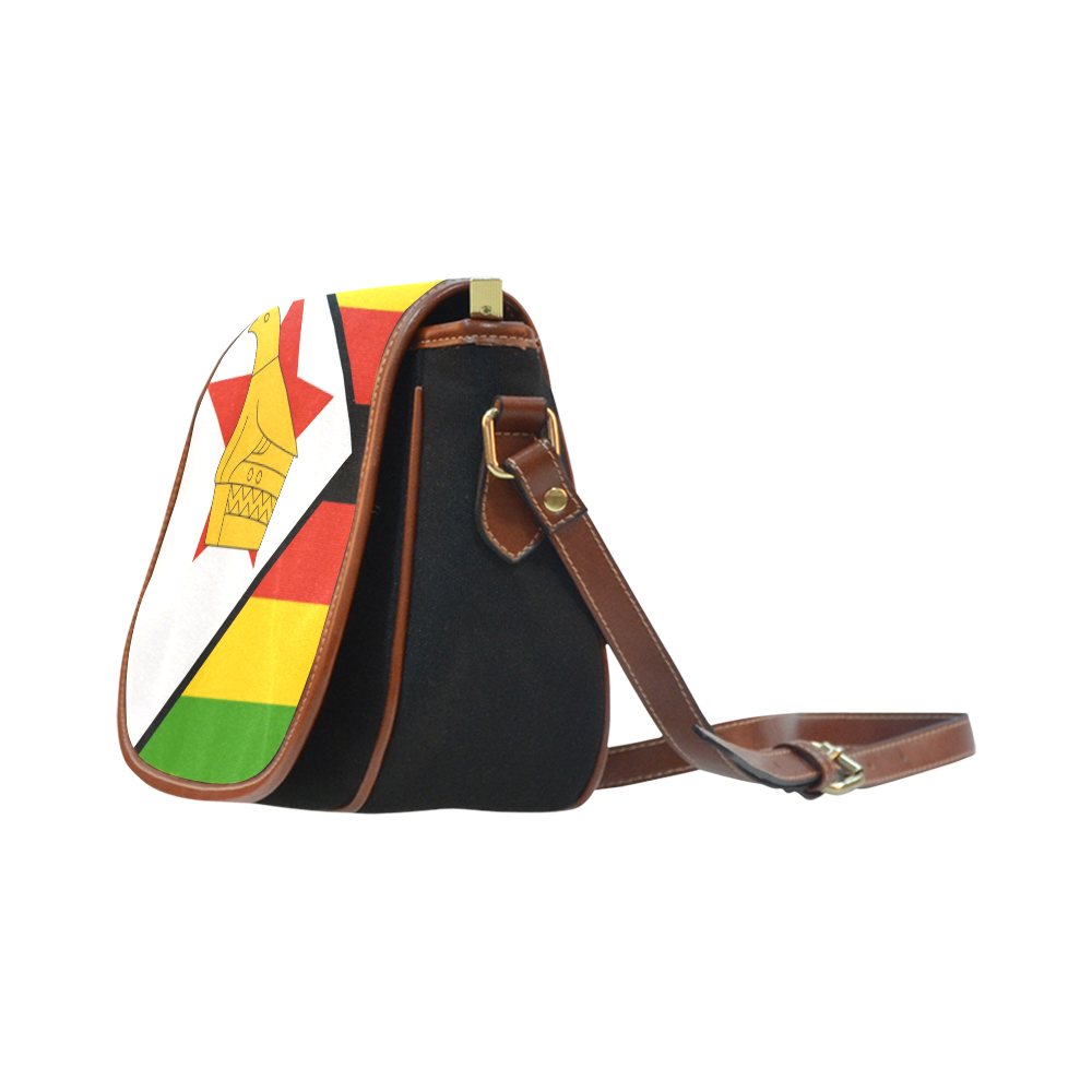 zimbabwe flag 2 Saddle Bag/Small (Model 1649)(Flap Customization)