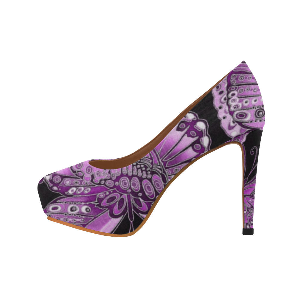 Pink Butterfly Pattern Women's High Heels (Model 044) | ID: D1837688