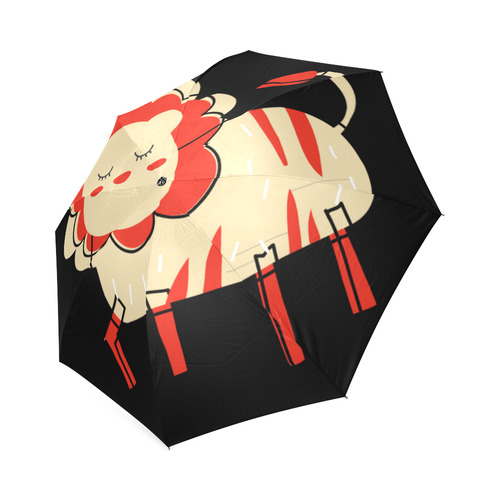Cute Lion For Kids Animal Art Red Mane Foldable Umbrella (Model U01)