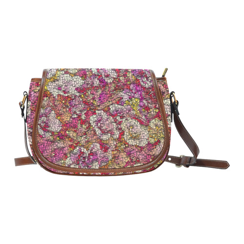 MosaicArt pink  floral by JamColors Saddle Bag/Large (Model 1649)