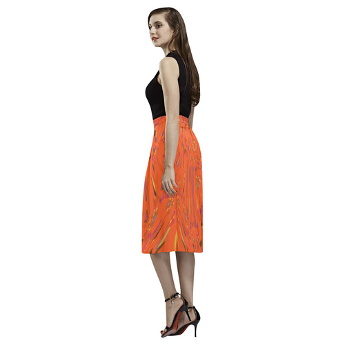 Bright Orange Abstract Aoede Crepe Skirt (Model D16)