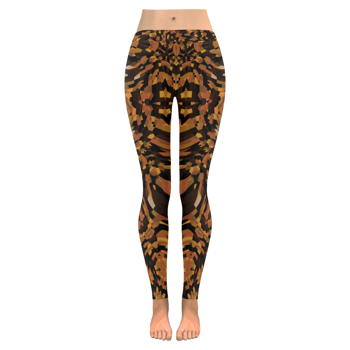 Bronze and Brown Abstract Women's Low Rise Leggings (Invisible Stitch) (Model L05)