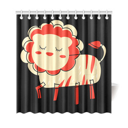 Cute Lion For Kids Animal Art Red Mane Shower Curtain 69"x72"