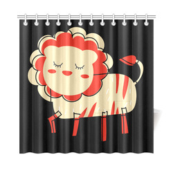 Cute Lion For Kids Animal Art Red Mane Shower Curtain 72"x72"
