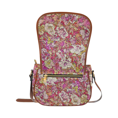 MosaicArt pink  floral by JamColors Saddle Bag/Large (Model 1649)