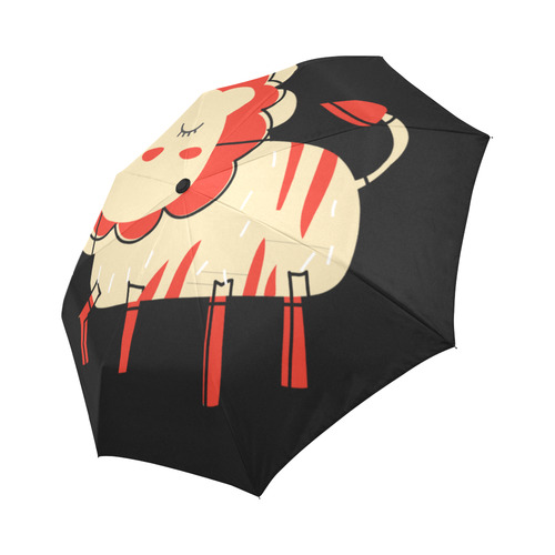 Cute Lion For Kids Animal Art Red Mane Auto-Foldable Umbrella (Model U04)