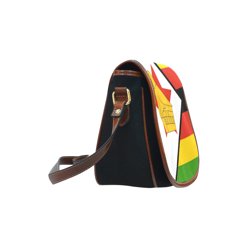 zimbabwe flag 2 Saddle Bag/Small (Model 1649)(Flap Customization)