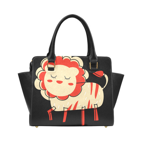 Cute Lion For Kids Animal Art Red Mane Classic Shoulder Handbag (Model 1653)