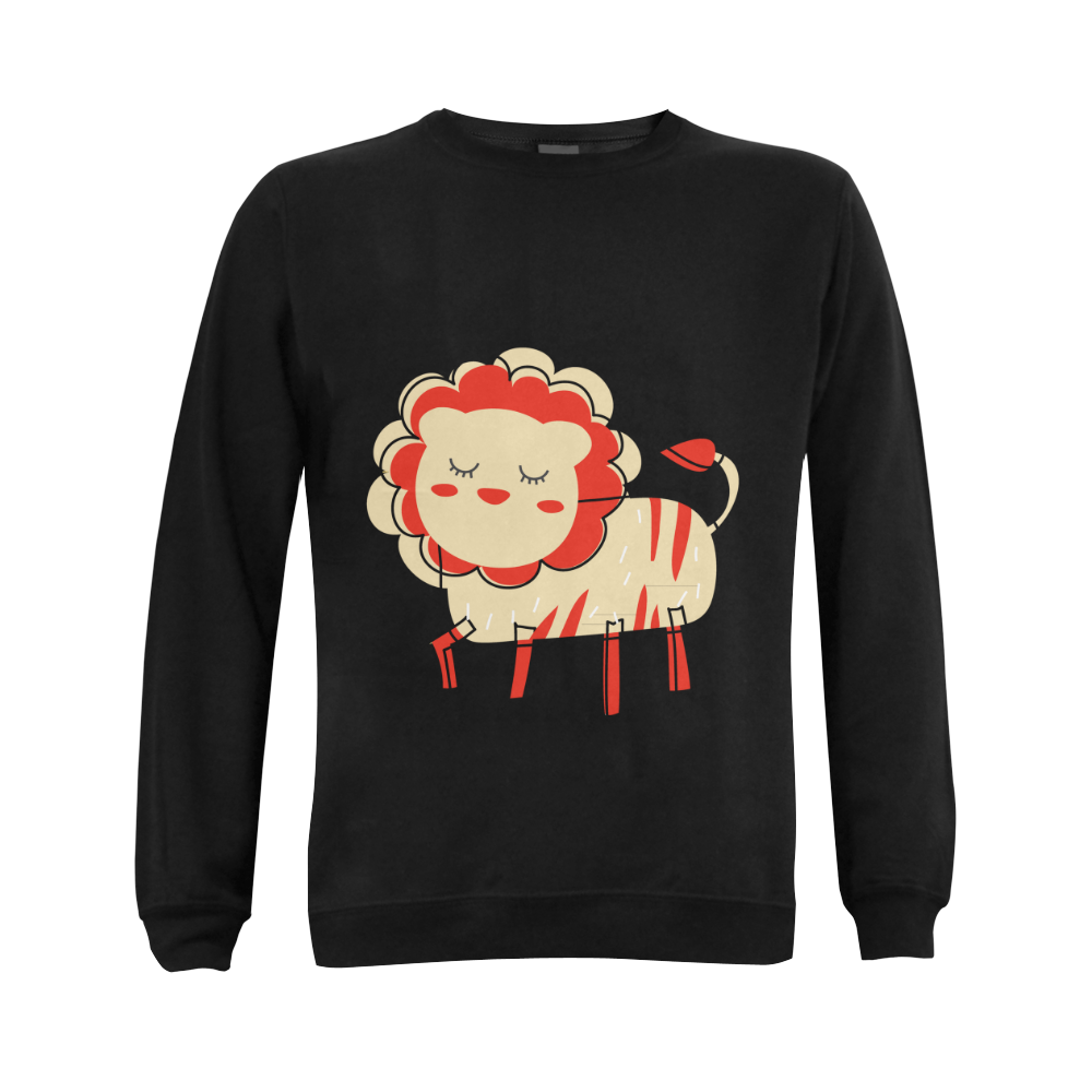 Cute Lion For Kids Animal Art Red Mane Gildan Crewneck Sweatshirt(NEW) (Model H01)