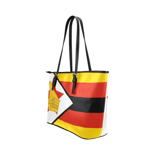 zimbabwe flag 2 Leather Tote Bag/Small (Model 1651)
