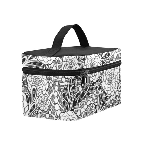 Black Flowers Lunch Bag/Large (Model 1658)