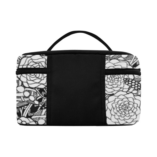 Black Flowers Lunch Bag/Large (Model 1658)