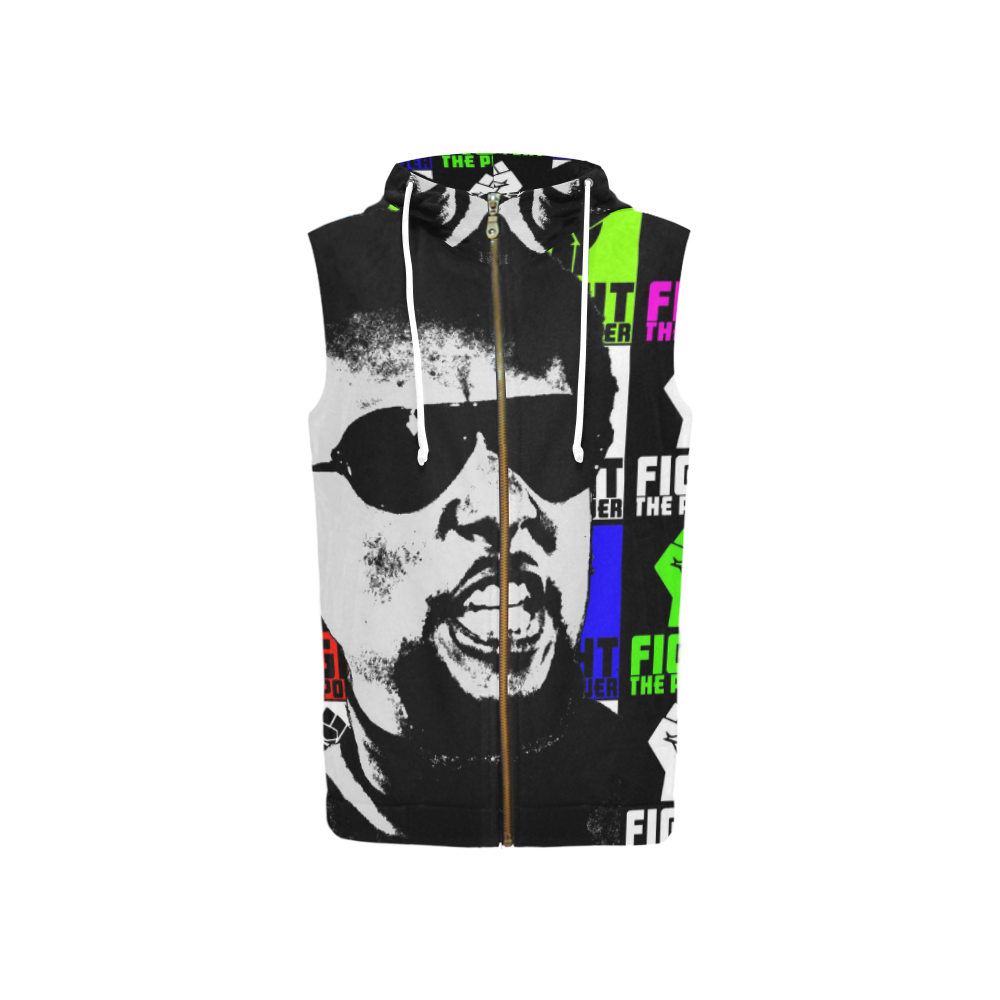 POWER TO THE PEOPLE 2-STOKELY CARMICHAEL All Over Print Sleeveless Zip Up Hoodie for Women (Model H16)