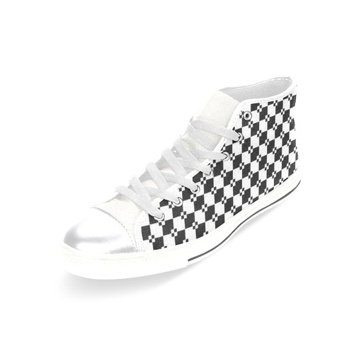 Funky Black & White Diamond Pattern Women's Classic High Top Canvas Shoes (Model 017)