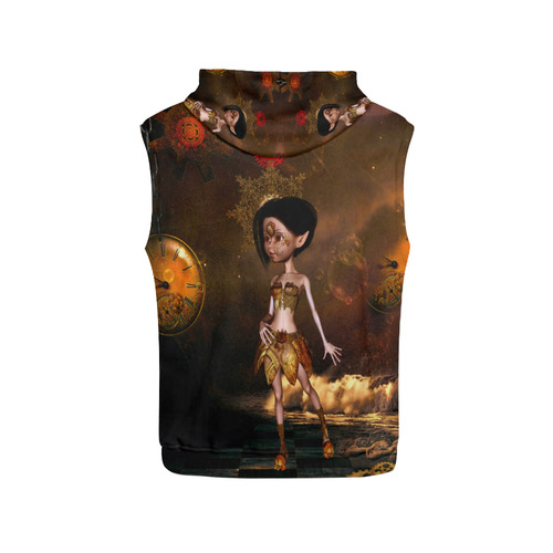Sweet steampunk girl on the beach All Over Print Sleeveless Hoodie for Men (Model H15)