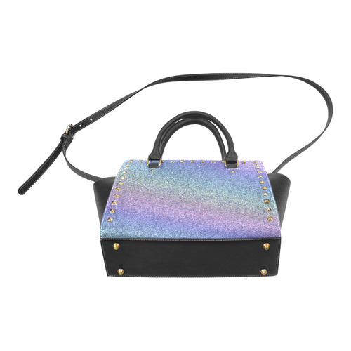 Rainbow Blues Gradient Rivet Shoulder Handbag (Model 1645)