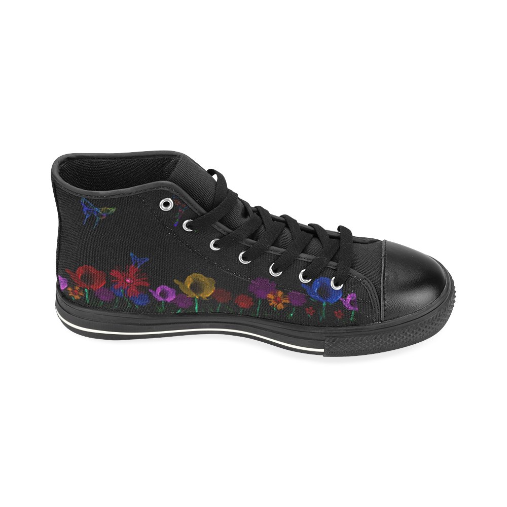 Summer Flowers High Top Canvas Shoes for Kid (Model 017)