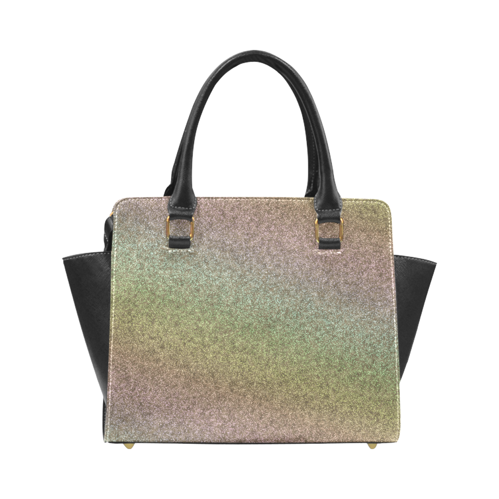 Rainbow Gold Pastel Gradient Rivet Shoulder Handbag (Model 1645)