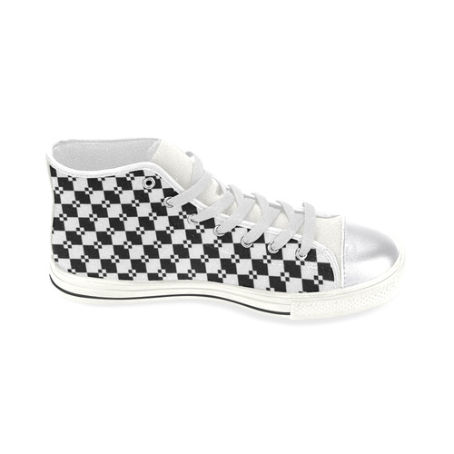 Funky Black & White Diamond Pattern Women's Classic High Top Canvas Shoes (Model 017)