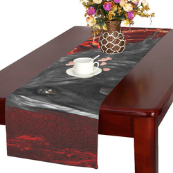 Black horse with flowers Table Runner 16x72 inch