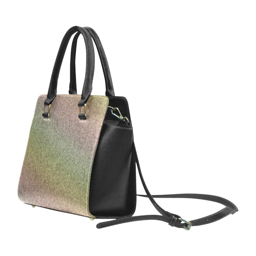 Rainbow Gold Pastel Gradient Rivet Shoulder Handbag (Model 1645)
