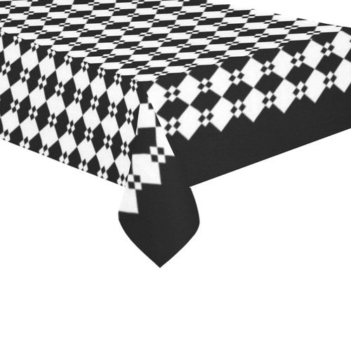 Funky Black & White Diamond Pattern Cotton Linen Tablecloth 60"x120"