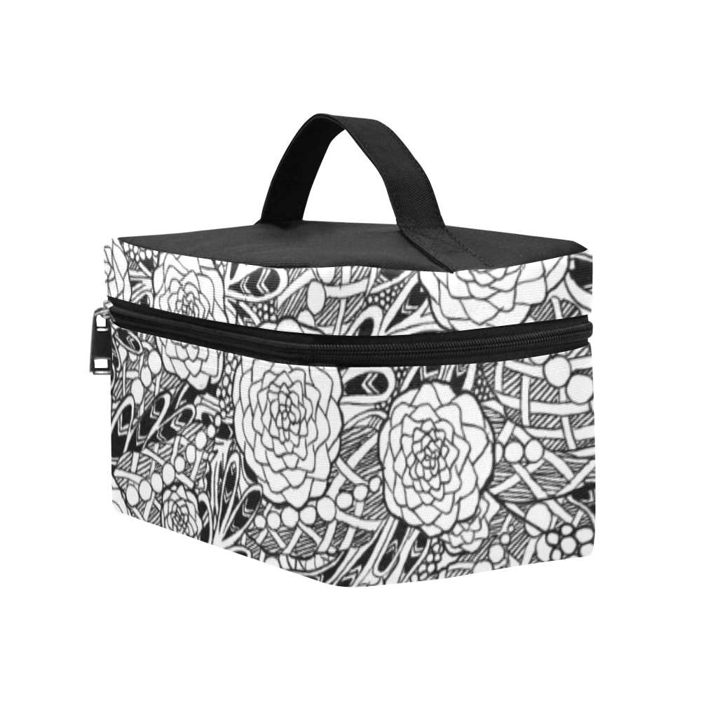 Black Flowers Lunch Bag/Large (Model 1658)