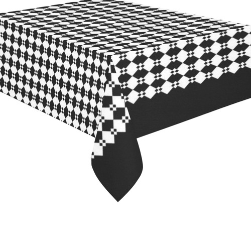 Funky Black & White Diamond Pattern Cotton Linen Tablecloth 60"x 84"
