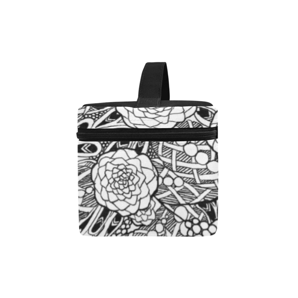 Black Flowers Lunch Bag/Large (Model 1658)