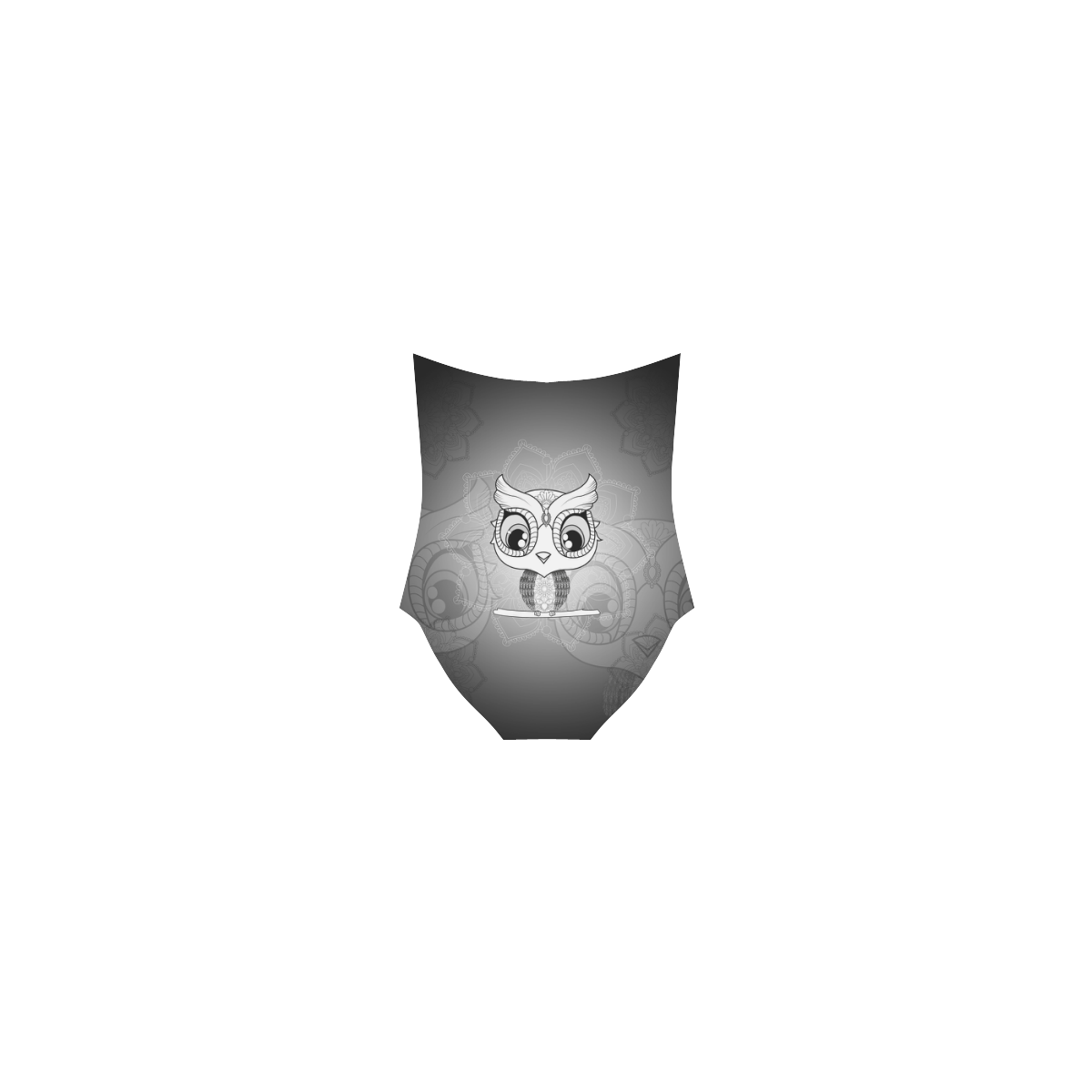 Cute owl, mandala design black and white Strap Swimsuit ( Model S05)