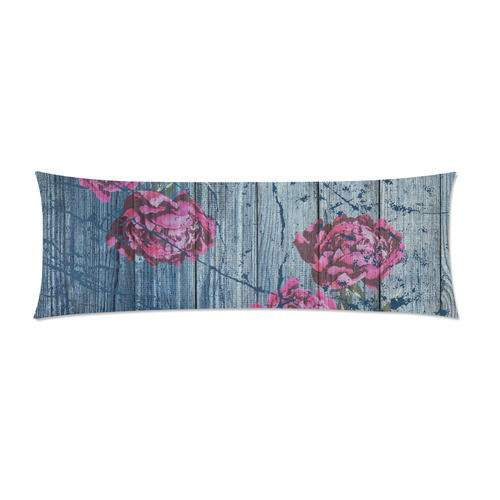 Shabby chic with painted peonies Custom Zippered Pillow Case 21"x60"(Two Sides)