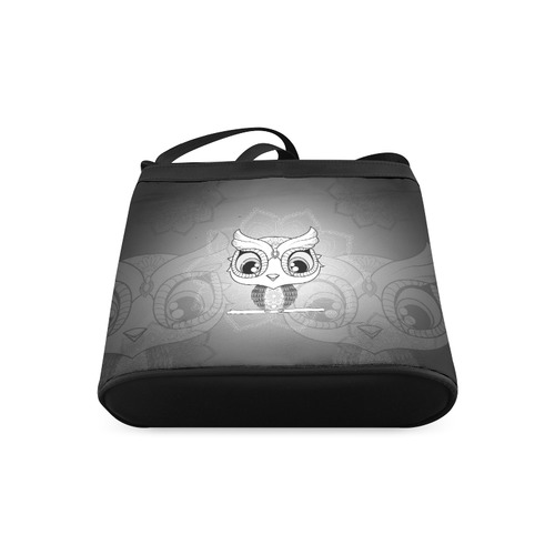 Cute owl, mandala design black and white Crossbody Bags (Model 1613)
