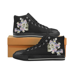 Happy Spring Skull High Top Canvas Shoes for Kid (Model 017)