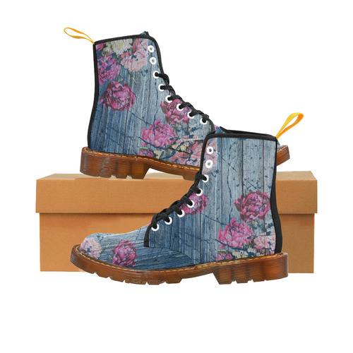 Shabby chic with painted peonies Martin Boots For Men Model 1203H